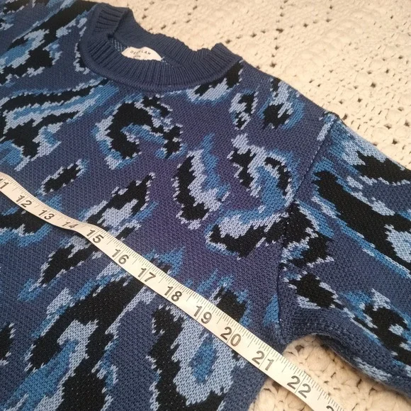 Derek‎ Lam 10 Crosby Blue Animal Print Sweater RTR Womens XL Luxury Office Prep